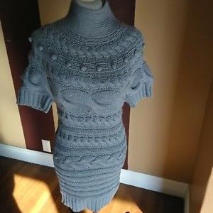 Kensie Cable Knit Sweater Dress w/mock turtleneck